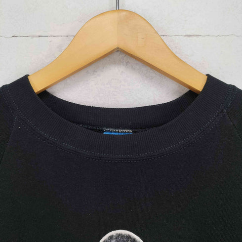 80s USA製 フロントキャラクターフロッキープリントラグランスウェット メンズ JPN:XL