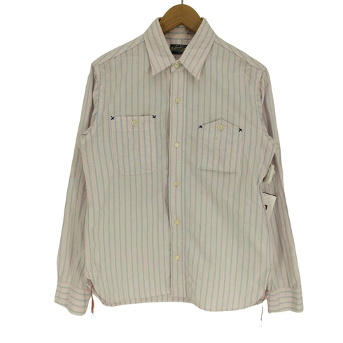 シュガーケーン SUGAR CANE アシンメトリー ガチャ ポケット L/S オックスフォード ストライプ シャツ 裾マチ付き メンズ