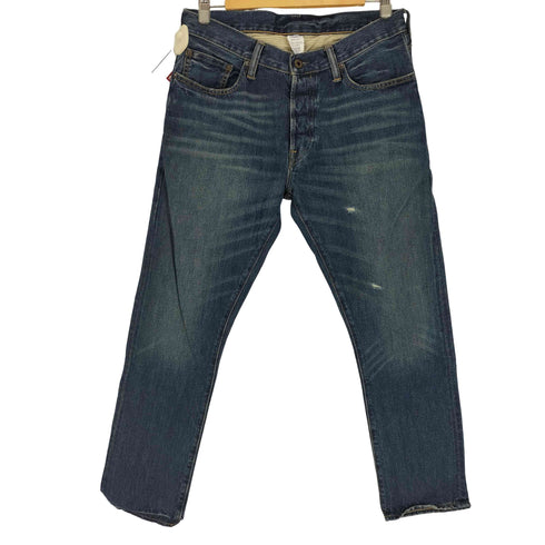 ラグビーラルフローレン Rugby Ralph Lauren メキシコ製 VINTAGE SLIM 月桂樹ボタン 革パッチ デニム パンツ 濃紺 メンズ 32×30
