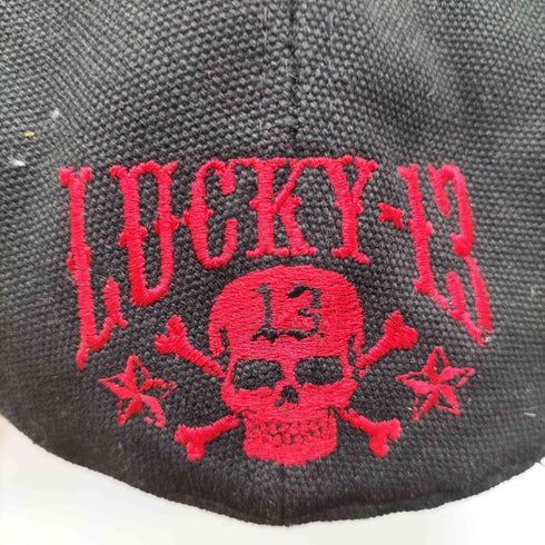 LUCKY-13 ロゴ 刺繍 ハンチング キャップ メンズ