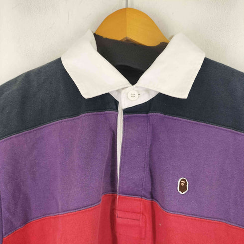 アベイシングエイプ A BATHING APE 00s 猿ワッペン マルチカラーポロシャツ メンズ JPN:L