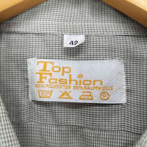 TOP FASHION 60s 襟芯 ポリ ウール フロントポケット長袖シャツ メンズ JPN:42