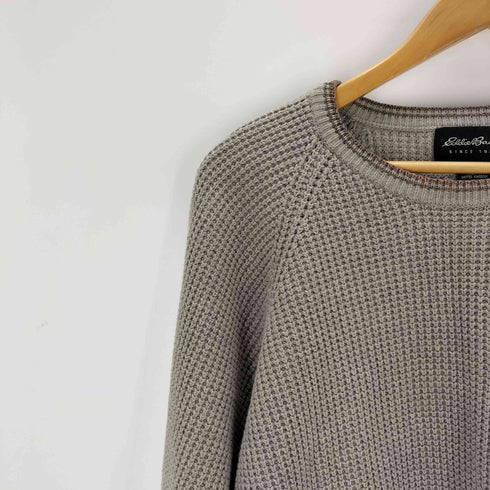 エディーバウアー Eddie Bauer 黒タグ イギリス製 ラグランコットンニット メンズ XL TALL