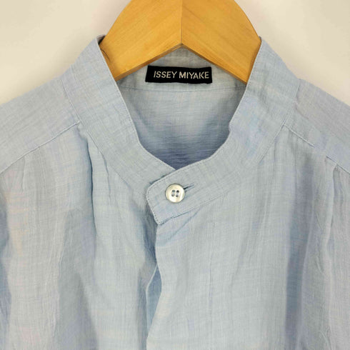 イッセイミヤケ ISSEY MIYAKE 90s 黒タグ 比翼 ラミー リネン バンドカラー シャツ メンズ JPN:M