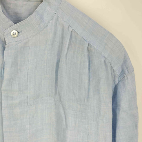 イッセイミヤケ ISSEY MIYAKE 90s 黒タグ 比翼 ラミー リネン バンドカラー シャツ メンズ JPN:M