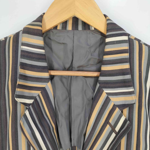 イッセイミヤケ ISSEY MIYAKE 91SS 黒タグ マルチストライプ ポケット ディテール 3B テーラードジャケット メンズ JPN:L