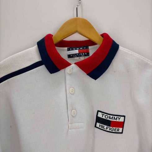 トミーヒルフィガー TOMMY HILFIGER USA製 ロゴ刺繍スウェットポロ メンズ import:XL