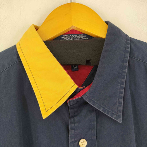 トミーヒルフィガー TOMMY HILFIGER ボーダーデザイン レギュラーカラーシャツ メンズ import:XL