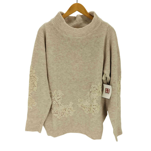 n'OrLABEL レース装飾スタンドネックニット レディース JPN:2