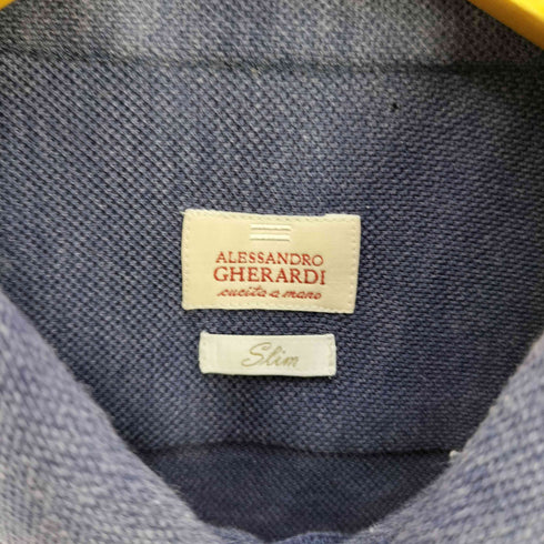 ALESSANDRO GHERARDI Slim イタリア製 鹿の子 ロングスリーブ ボタンダウンシャツ メンズ 40
