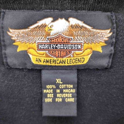 ハーレーダビッドソン HARLEY-DAVIDSON 90S V-TWIN POWER By The Years Long Sleeve Shirt ロゴ 刺繍 ヘンリーネック L/S Tシャツ メンズ import:XL