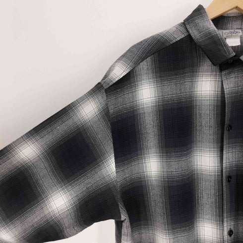 キャルトップ CALTOP USA製 白黒 オンブレチェック アクリル L/S シャツ メンズ import:L