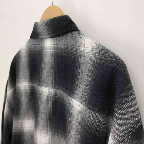 キャルトップ CALTOP USA製 白黒 オンブレチェック アクリル L/S シャツ メンズ import:L