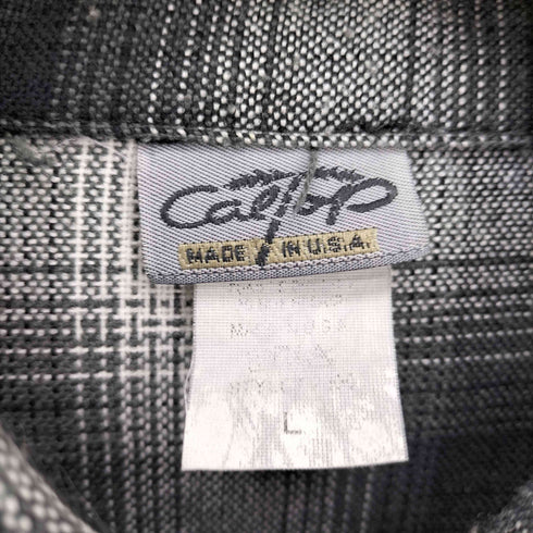 キャルトップ CALTOP USA製 白黒 オンブレチェック アクリル L/S シャツ メンズ import:L