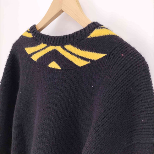 ポロスポーツラルフローレン POLO SPORT RALPH LAUREN 90S 畦編み リブ ライン Vネック レザー エルボーパッチ ウール ニット ビッグサイズ メンズ import:XXL