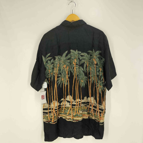 ハワイアンリザーブ HAWAIIAN RESERVE COLLECTION 総柄 ヤシの木 シルク アロハシャツ メンズ import:L