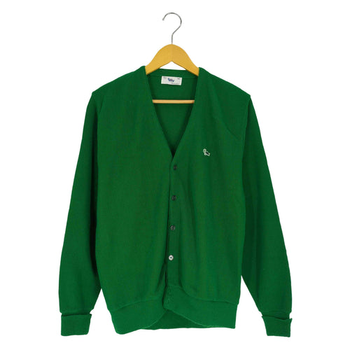 THE SWEATER 80s USA製 ロゴパッチ アクリル ニットカーディガン メンズ import:M