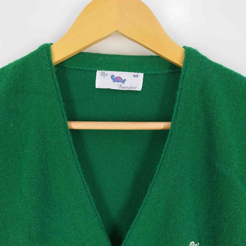 THE SWEATER 80s USA製 ロゴパッチ アクリル ニットカーディガン メンズ import:M
