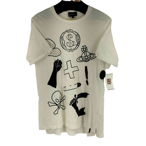 ヴィヴィアンウエストウッド アングロマニア Vivienne Westwood ANGLOMANIA オーブ 総柄クルーネックTシャツ メンズ JPN:S