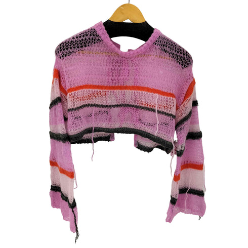 メゾンスペシャル MAISON SPECIAL 23AW Mohair Border 2way Mesh Knit/モヘアボーダー2WAYメッシュニット レディース FREE
