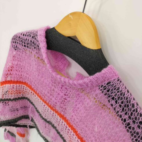 メゾンスペシャル MAISON SPECIAL 23AW Mohair Border 2way Mesh Knit/モヘアボーダー2WAYメッシュニット レディース FREE