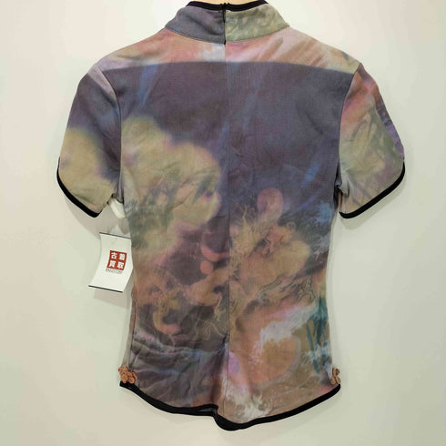 {Ozz on Y2K 総柄 チャイナデザイン シアー S/S カットソー レディース