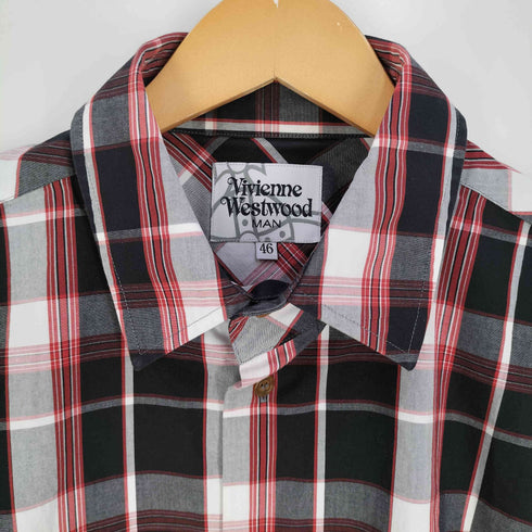 ヴィヴィアンウエストウッドマン Vivienne Westwood MAN チェック柄 オーブ刺繍 ショートスリーブシャツ メンズ EUR:46