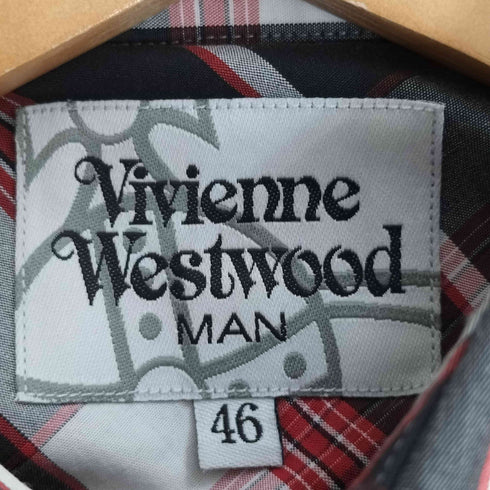 ヴィヴィアンウエストウッドマン Vivienne Westwood MAN チェック柄 オーブ刺繍 ショートスリーブシャツ メンズ EUR:46