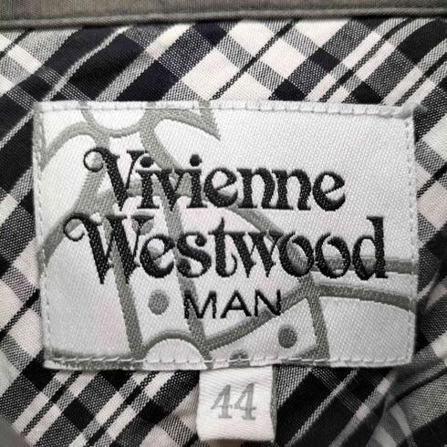 ヴィヴィアンウエストウッドマン Vivienne Westwood MAN チェック柄 ハーフボタン パッチワークロングスリーブシャツ メンズ EUR:44