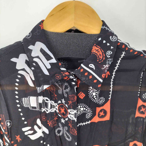 ディーゼル DIESEL 総柄 サイドスリットシアーノースリーブワンピース レディース import:XS