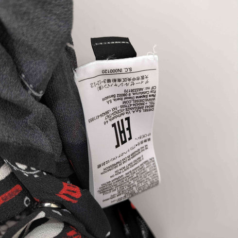 ディーゼル DIESEL 総柄 サイドスリットシアーノースリーブワンピース レディース import:XS