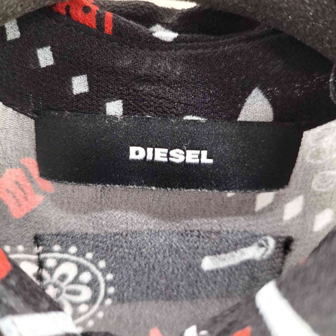 ディーゼル DIESEL 総柄 サイドスリットシアーノースリーブワンピース レディース import:XS