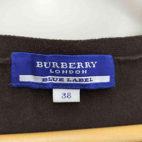 バーバリーブルーレーベル BURBERRY BLUE LABEL ロゴ刺繍 五分袖 カシュクール コットン ニット レディース EUR:38