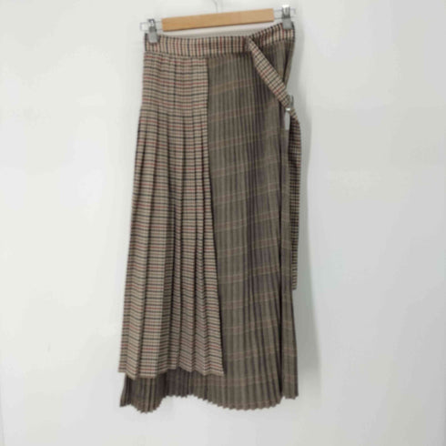 ザラ ZARA CHECKED PATCHWORK SKIRT プリーツデザインスカート レディース JPN:XS