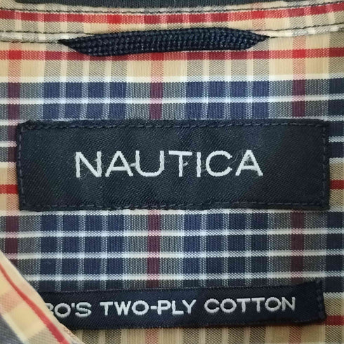 ノーティカ NAUTICA 90s TWO-PLY COTTON チェック柄 ロゴ刺繍 ボタンダウンシャツ メンズ import:XL