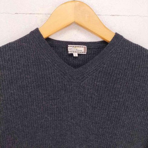 トーマスバーバリー Thomas Burberry ウールVネックニット レディース L