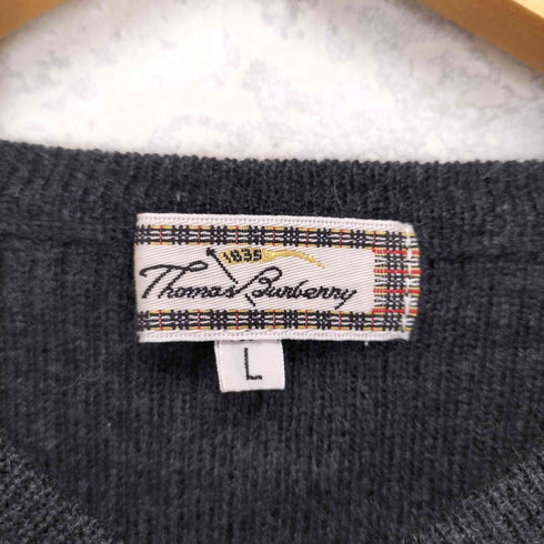 トーマスバーバリー Thomas Burberry ウールVネックニット レディース L