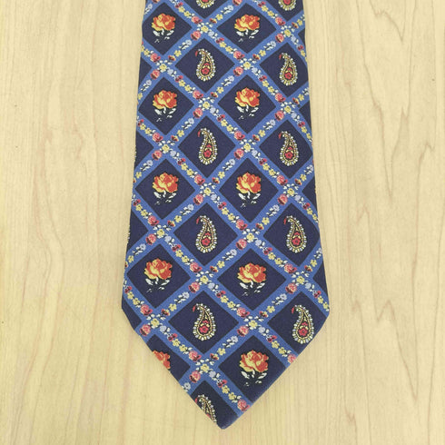 エトロ ETRO ペイズリー×バラ 格子柄ネクタイ MADE IN ITALY メンズ