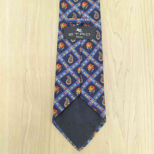エトロ ETRO ペイズリー×バラ 格子柄ネクタイ MADE IN ITALY メンズ