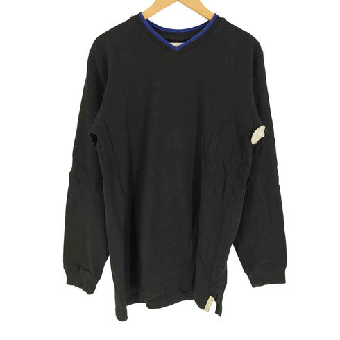 エディーバウアー Eddie Bauer FINEST QUALITY CLOTHING OUTDOOR OUTFFITTERS ロゴワッペン L/S Vネック Tシャツ メンズ import:XS