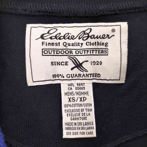 エディーバウアー Eddie Bauer FINEST QUALITY CLOTHING OUTDOOR OUTFFITTERS ロゴワッペン L/S Vネック Tシャツ メンズ import:XS