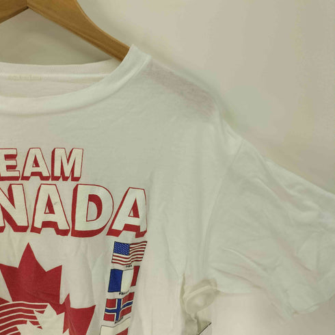 80S TEAM CANADA HOCKEY 国旗 プリント コピーライト シングルステッチ S/S クルーネック Tシャツ 1988製 メンズ