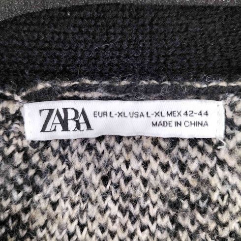 ザラ ZARA 総柄ニットカーディガン メンズ import:L