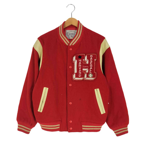 ハーバード HARVARD 90s 刺繍 レザー切替 ベースボール スタジャン メンズ import:L
