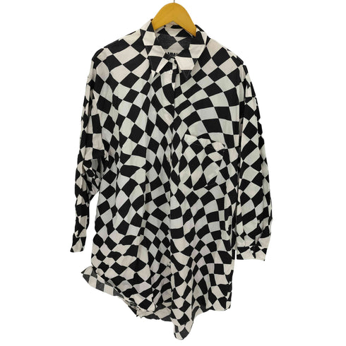 エムエムシックスメゾンマルジェラ MM6 Maison Margiela 22SS OVERSIZED DISTORTED CHESS PRINT LONG SHIRT レディース import:M