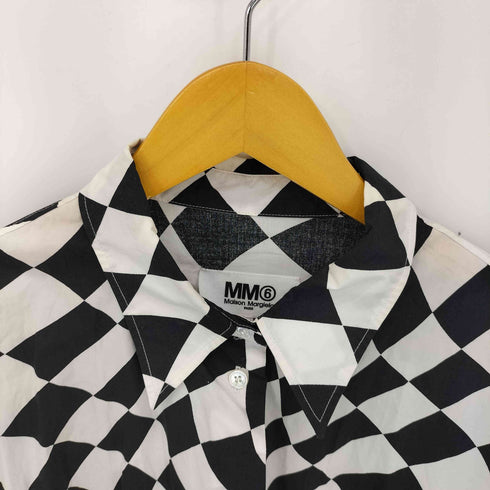 エムエムシックスメゾンマルジェラ MM6 Maison Margiela 22SS OVERSIZED DISTORTED CHESS PRINT LONG SHIRT レディース import:M