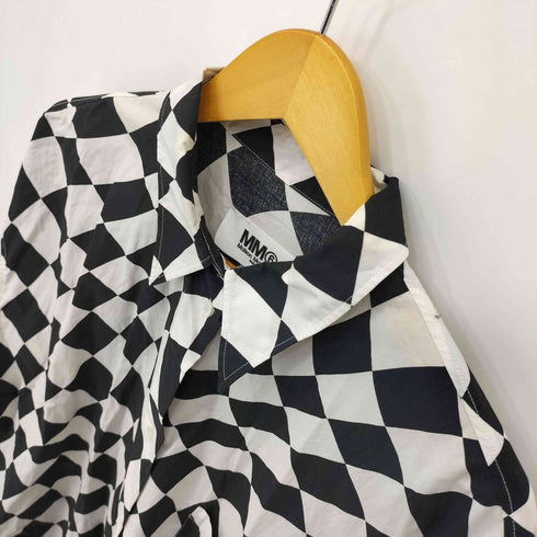 エムエムシックスメゾンマルジェラ MM6 Maison Margiela 22SS OVERSIZED DISTORTED CHESS PRINT LONG SHIRT レディース import:M