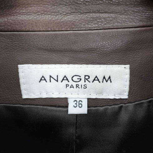 ANAGRAM フランス製 アシメトリ クロップド カウレザー ジャケット メンズ US:36