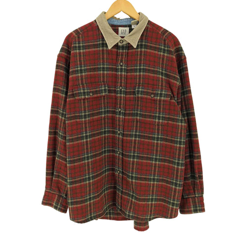 ギャップ Gap OLD 白タグ ウール切替チェックシャツ メンズ import:XL