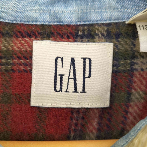 ギャップ Gap OLD 白タグ ウール切替チェックシャツ メンズ import:XL